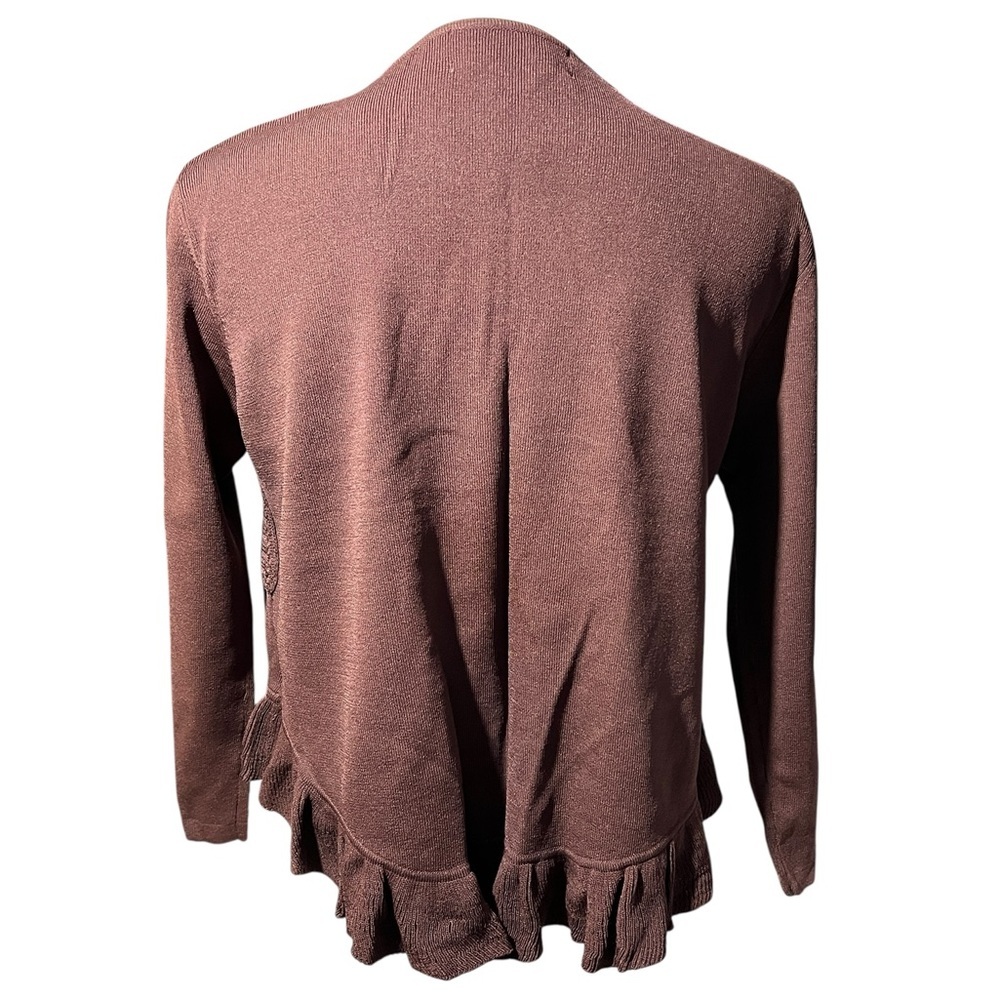 Joseph A Dark Brown Cardigan with Ruffled Hem, size L - Picture 4 of 11